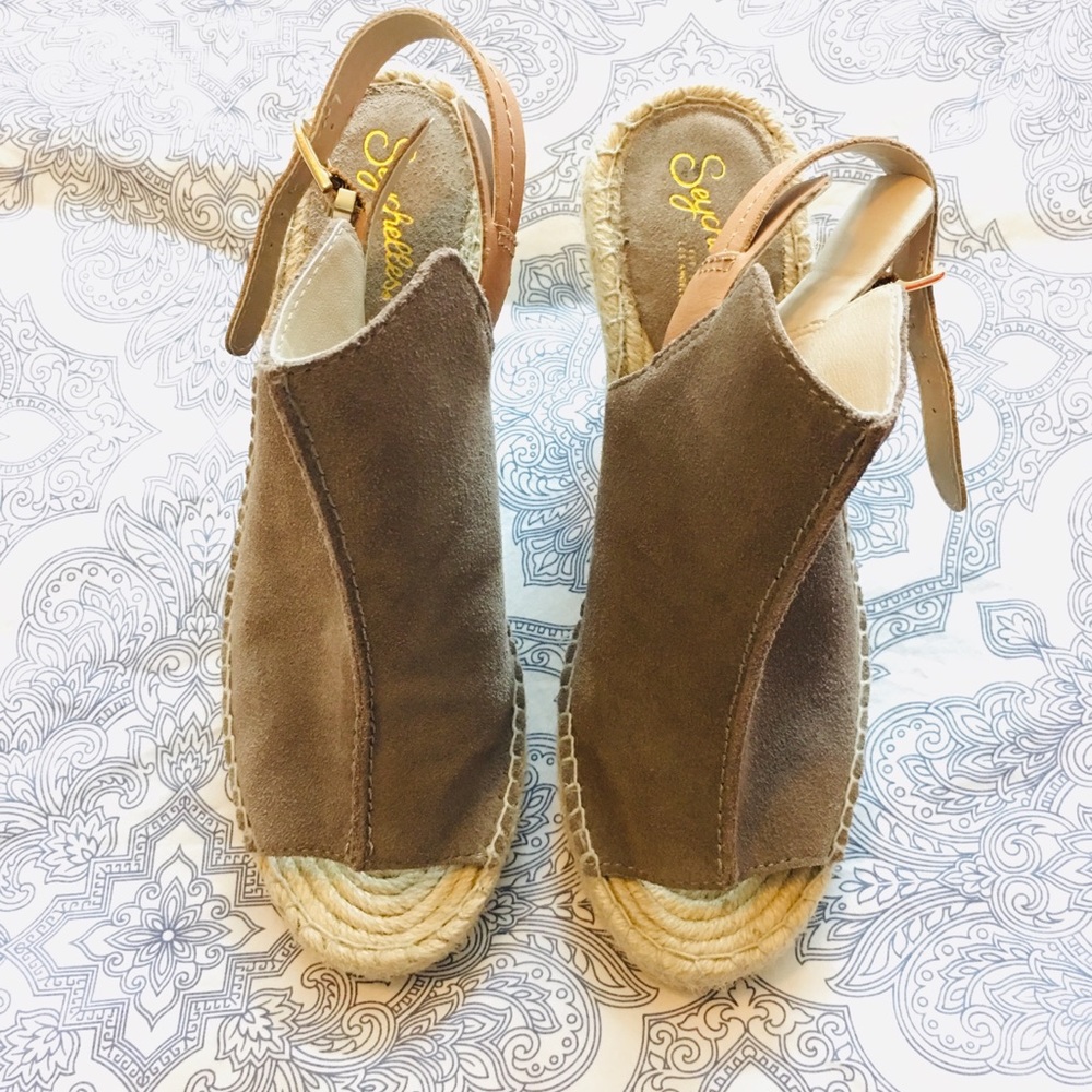 Seychelles Suede Espadrille Wedges In Taupe